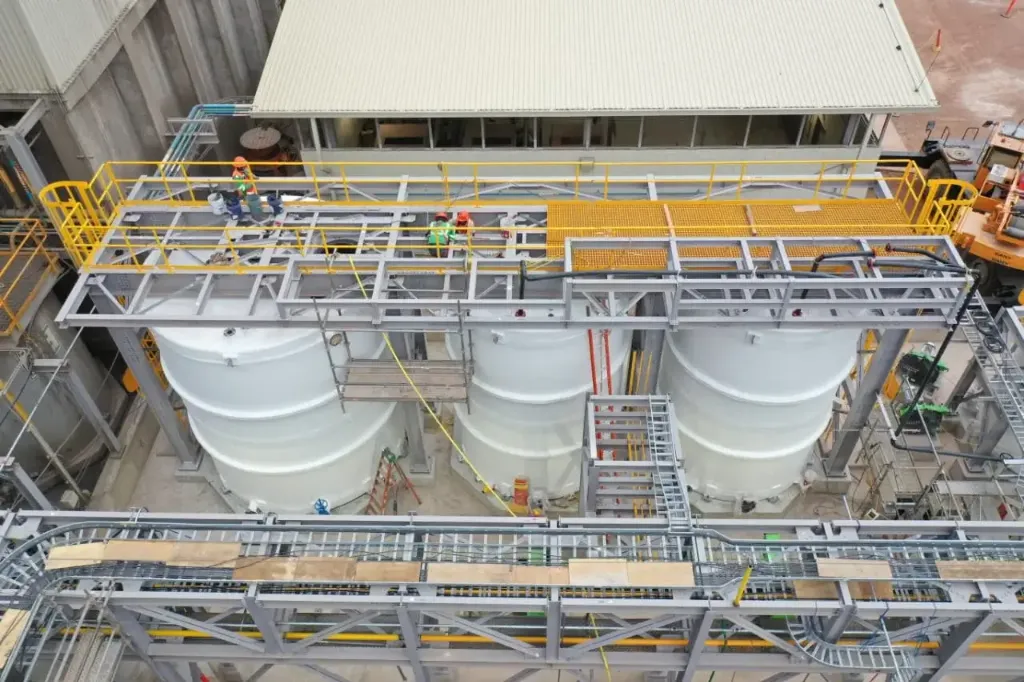 FRP tank used for sulfuric acid storage in industrial facility